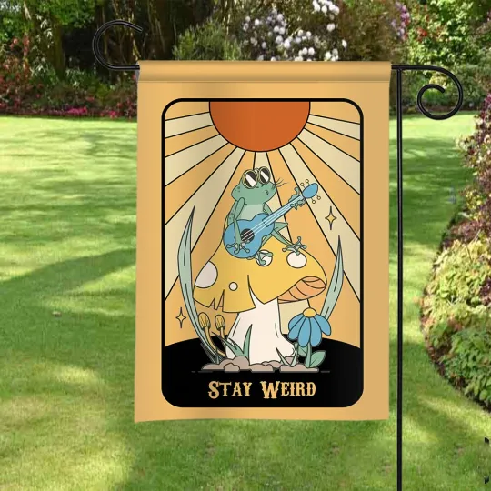 Discover Retro Frog Stay Weird Flag, Funny Frog Spring Flag, Groovy Frog Summer Flag
