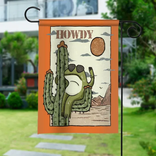 Discover Howdy Frog Cowboy Flag, Funny Frog Welcome Flag, Retro Frog Desert Outdoor Flag