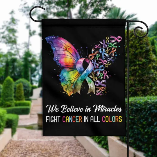 Discover Butterfly Fight Cancer In All Colors Flag, Cancer Sucks In Every Color Flag