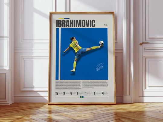 Discover Zlatan Ibrahimovic Poster, Swedish Footballer, Soccer Gifts, Sports Poster, Football Player Poster, Soccer Wall Art, Sports Bedroom Posters