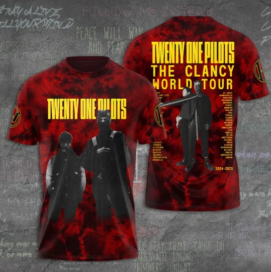 Discover Pilotss band The Clancy World Tour 2024-2025 3D T-Shirt