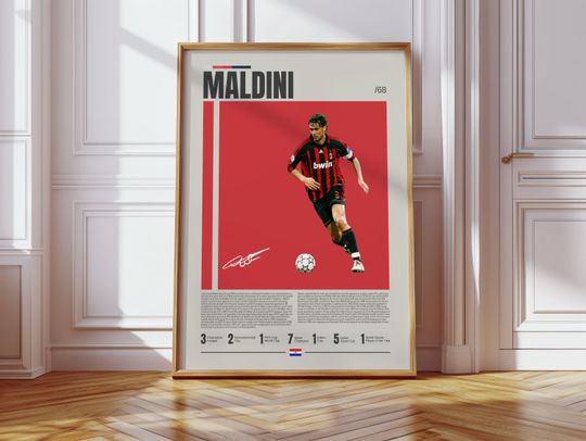 Discover Paolo Maldini Poster, AC Milan Poster, Soccer Gifts, Sports Poster, Football Player Poster, Soccer Wall Art, Sports Bedroom Posters