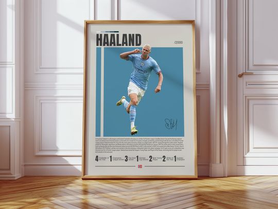 Discover Erling Haaland Poster, Manchester City Poster, Soccer Gifts, Sports Poster, Football Player Poster, Soccer Wall Art, Sports Bedroom Posters