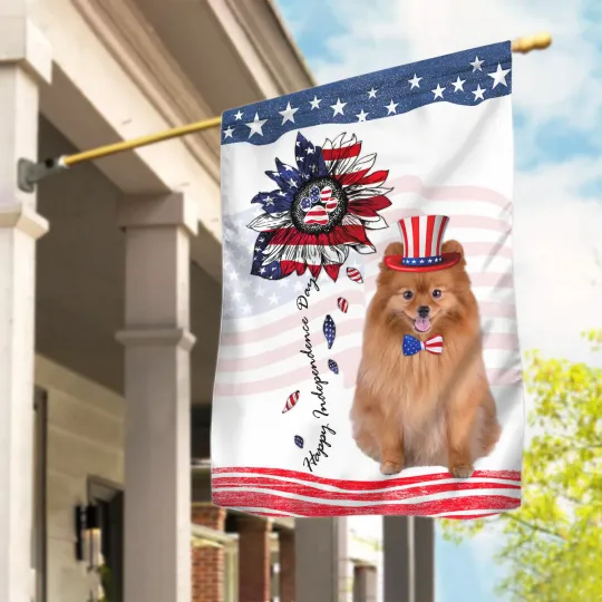 Discover Pomeranian Dog American 4th Of July Flag, Pomeranian Dog Independence Day Flag
