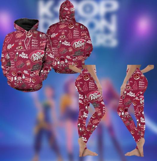 Discover Dr Pepper Inspired Hoodie and Leggings Set, Matching Sweatshirt Outfit, All Over Print Tracksuit, Funny Soda Lover Gift for Women Men
