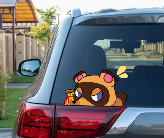 Tom Nook Racoon Peek Peek RV Wall Decal Anime Cartoon Video Game Animal Crossing Stickers
