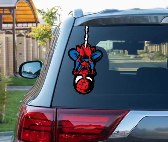Discover Cute Spider-Man Hanging Peeking Window Vinyl Decal Marvel Avengers Disney Wall Art