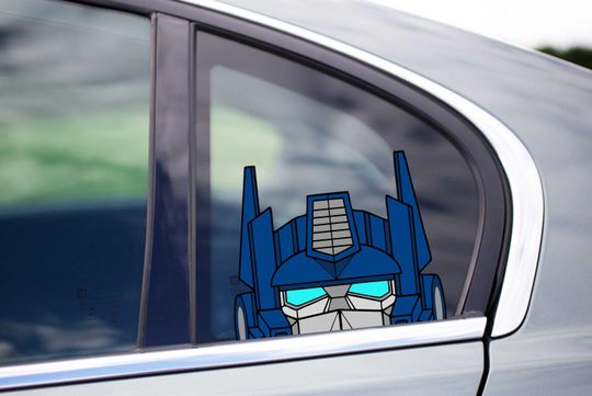Discover Optimus Peeking Vinyl Wall Decal, Transformers Autobots Bumper Window Sticker, Cute Disney Autobot Prime Decor