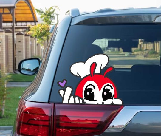 Jollibee Heart Love Purple Peekaboo Vinyl Wall Decal Filipino Food Spaghetti Stickers