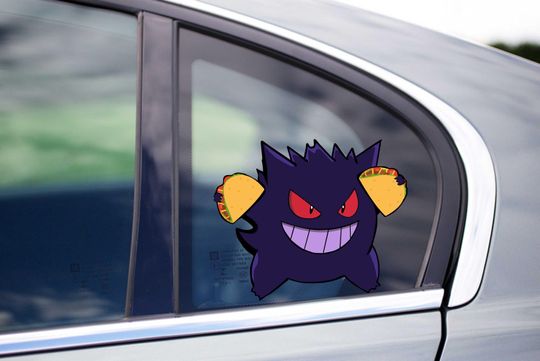 Discover Gengar Taco Evolved Peekaboo Vinyl Wall Decal for Kids and Anime