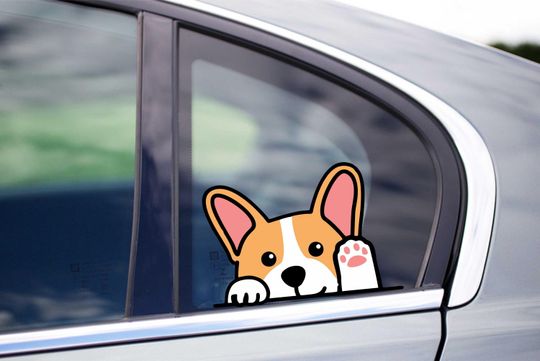 Discover Cute Hi Corgi Peeking Vinyl Wall Decal for Windows and Decor