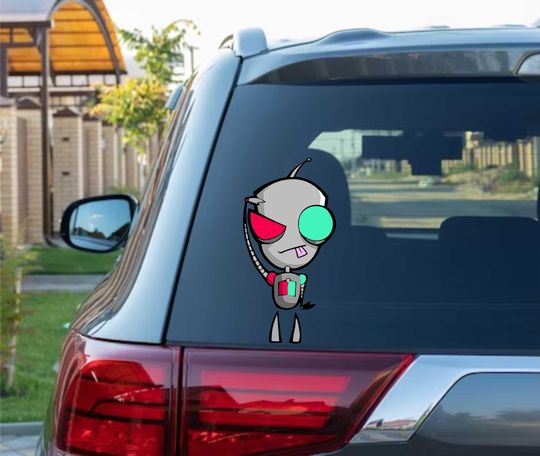 Invader Zim Gir Peeking Window Vinyl Decal, Cute Anime Cartoon Sticker for Home Decor