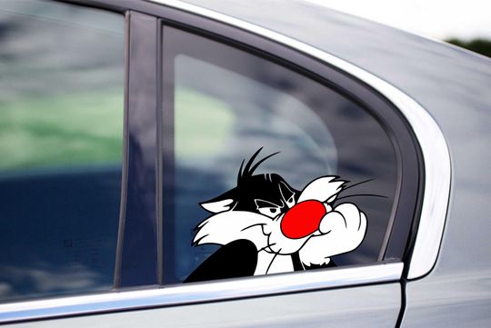 Discover Sylvester Cat Peeking Vinyl Wall Decal – Looney Tunes Disney Sticker for Window Decor