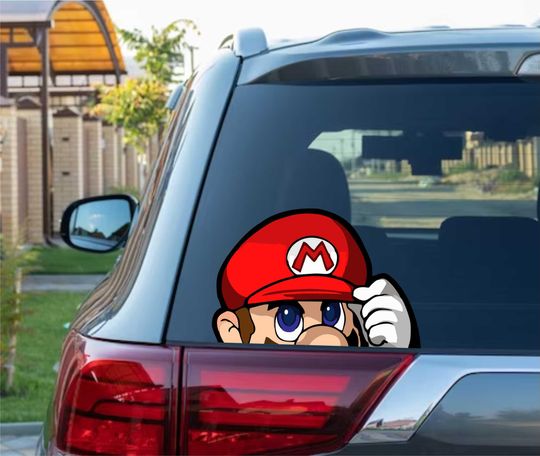 Discover Mario bro Peeking Peekers Peekabo Bumper Window Vinyl Decal Anime Cartoon Video Game Stickers Plumber Classic Game SNES
