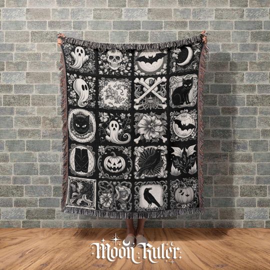 Spooky Season Halloween Home Decor Witchy Blanket Gift For Goth Decor Dark Academia Whimsigothic Fall Decorating Cute Halloween Tapestry