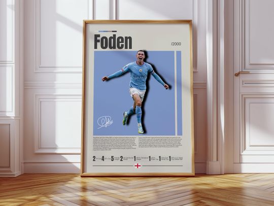 Discover Phil Foden Poster, Manchester City Poster, Soccer Gifts, Sports Poster, Football Player Poster, Soccer Wall Art, Sports Bedroom Posters