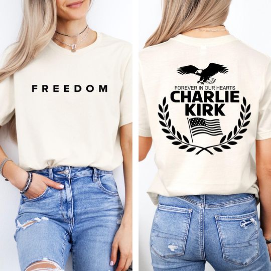 Charlie Kirk Memorial T-Shirt, RIP Tribute Tee, Pray for Charlie Kirk, Eagle American Flag T-Shirt