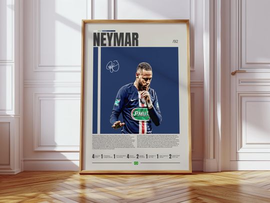 Neymar Poster, Santos FC Poster, Soccer Gifts, Sports Poster, Football Player Poster