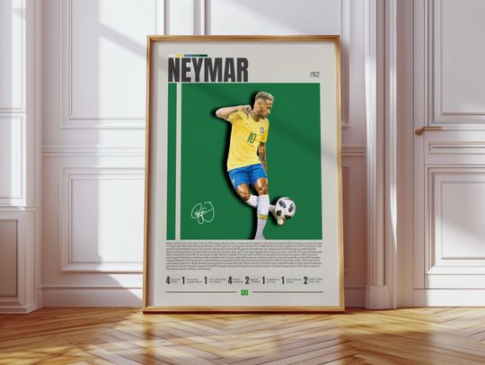 Neymar Poster, Santos FC Poster, Soccer Gifts, Sports Poster, Football Player Poster