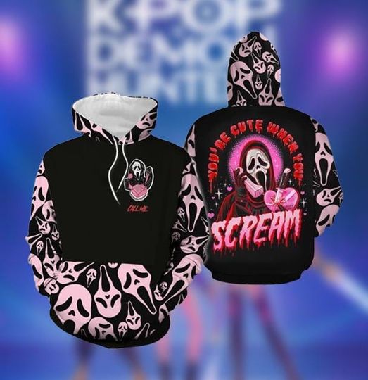 Scream Ghost Face 3D Hoodie, Horror Movie Hoodie, Cute Scary Streetwear Outfit
