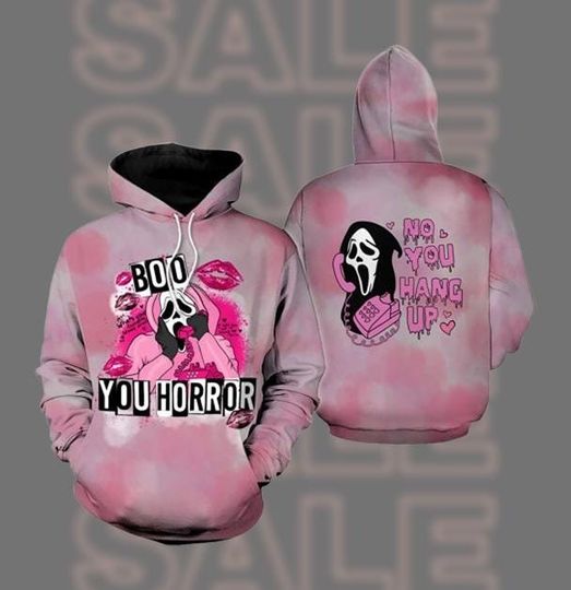 Horror Hoodie 3D Hoodie, Boo You Horror Hoodie, Cute Scary Movie Hoodie, Spooky Streetwear Gift for Women & Men