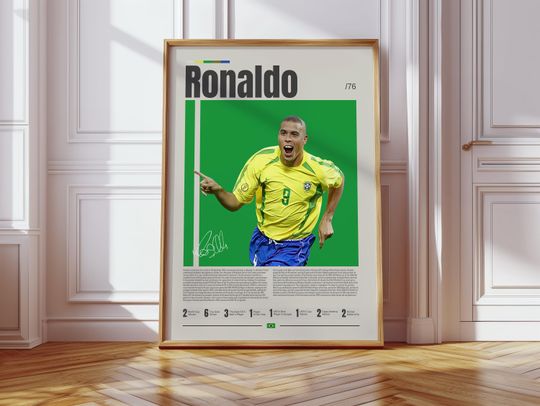 Ronaldo Poster, Brazil Football Poster, Ronaldo Print, Soccer Gifts, Sports Poster