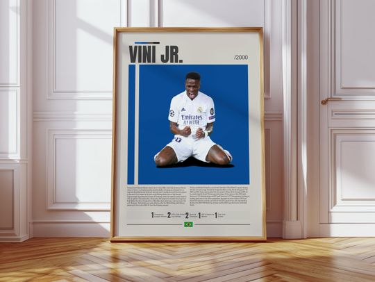 Discover Vinicius Junior Poster, Real Madrid Poster, Soccer Gifts, Sports Poster, Football Player Poster, Soccer Wall Art, Sports Bedroom Posters