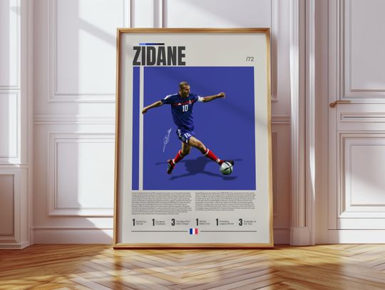 Discover Zinedine Zidane Poster, French Footballer, Soccer Gifts, Sports Poster, Football Player Poster, Soccer Wall Art, Sports Bedroom Posters