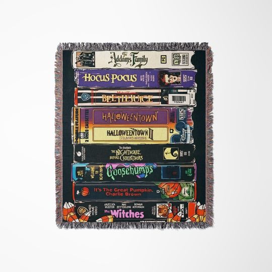 Discover Vintage VHS Style Decor - Halloween Throw Blanket - 90s Nostalgia - 37x52