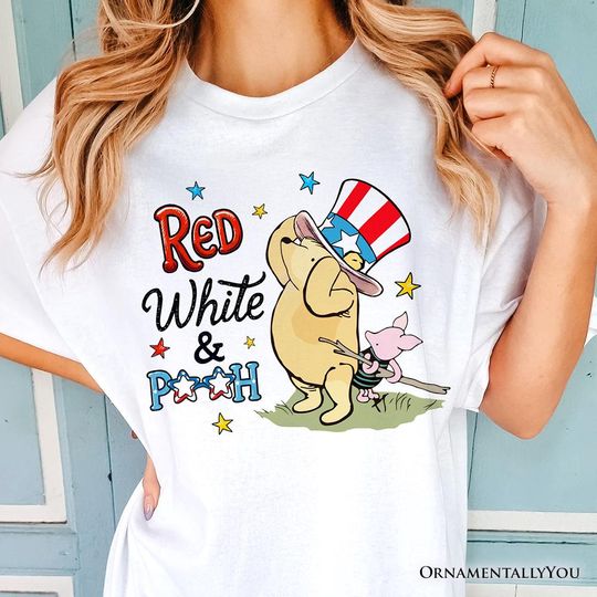 Red White & Proud Patriotic Pooh Bear T-Shirt