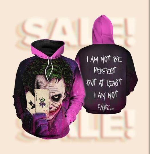 Discover Clown 3D Hoodie, Villain Hoodie, I Am Not Fake Quote Hoodie