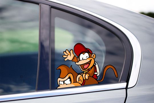 Donkey kong mini kong Peeking Peekers Peekabo Bumper Window Vinyl Decal Anime Cartoon Video Game Stickers Plumber Classic Game SNES
