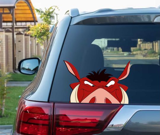 Pumba Peeking Peek Peekabo Bumper Window Vinyl Decal Anime Cartoon Disney Lion King Stickers Bore Pig Meme