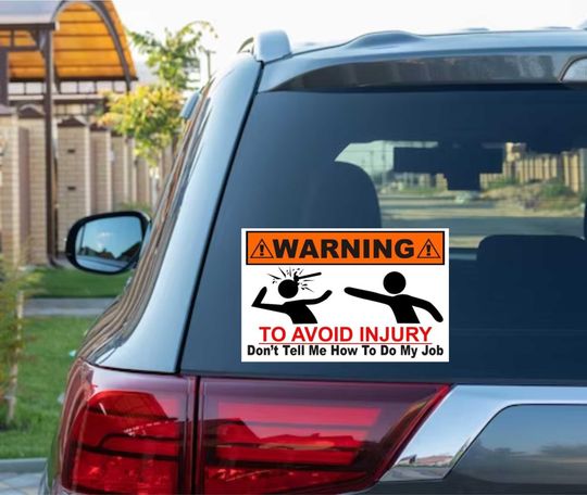 Discover Funny Avoid Injury Warning Label decal car bumper bike sticker LOL trucks suv honda toyota nissan Subaaru mitsubishi mazda acura yamaha