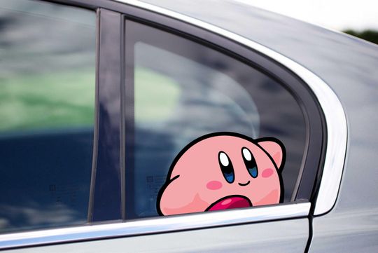 Cute Kirby Peeking Peek Peekabo Peekers Bumper Window Vinyl Decal Anime Kids Cartoon Video Game Stickers
