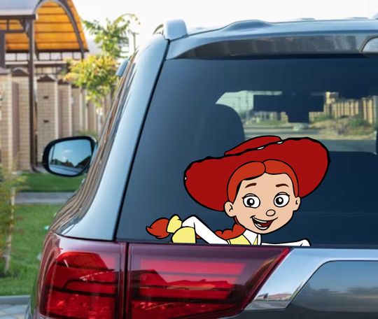Cute Jessie from toy story Peeking Peek Peekabo Peekers Bumper Window Vinyl Decal Disney Movie Stickers