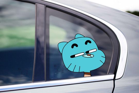 Discover Gumball amazing world funny Peeking Peek Peekabo Bumper Window Vinyl Decal Cute Anime Cartoon Stickers Meme