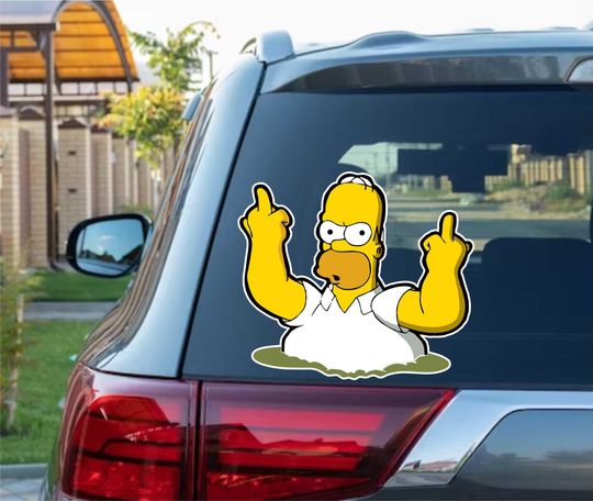 Homer Middle Finger Meme Peeking Peek Peekabo Peekers Bumper Window Vinyl Decal The Simpsons Stickers