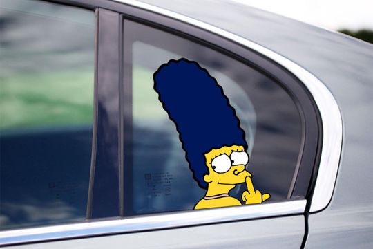 Marge simpson middle finger Peeking Peek Peekabo Peekers Bumper Window Vinyl Decal tv show Movie Stickers