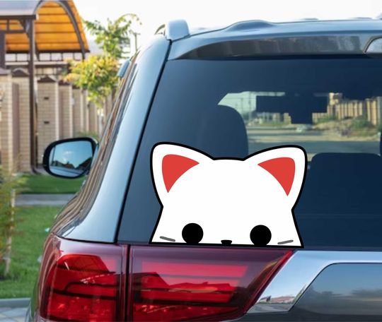 Maneki Neko Good Luck Cat Peeking Peek Peekabo Peekers Bumper Window Vinyl Decal Anime Stickers