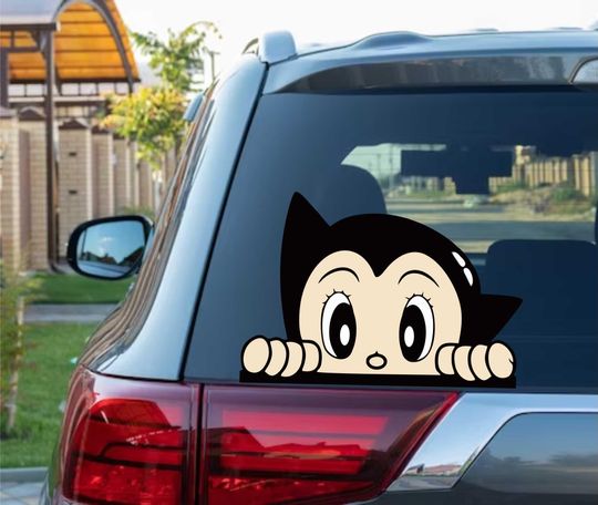 Astro Boy Peeking Peek Peekabo Bumper Window Vinyl Decal Cute boy Anime Stickers Meme