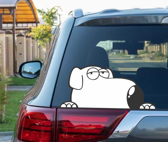 Brian the dog Peeking Peek Peekabo Bumper Window Vinyl Decal Anime Cartoon Family Guy Stickers Meme