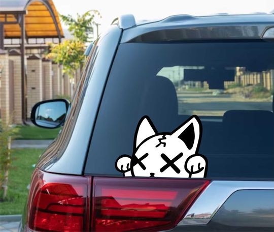 Ghost Cat Meme Peeking Peek Peekers Peekabo Bumper Window Vinyl Decal Kitty Sticker