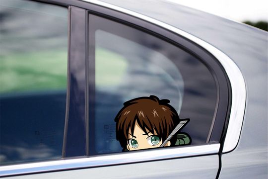 Discover Eren With Sword Titan attack Peeking Peek Peekabo Peekers Bumper Window Vinyl Decal Anime Movie Stickers
