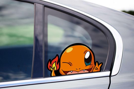 Charmander Peace Peeking Peek Peekabo Peekers Bumper Window Vinyl Decal Anime Fire Dragon Legendary Stickers