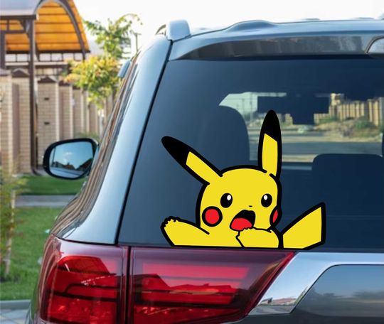 Discover Peekachu Shock Face Peeking Peek Peekabo Peekers Bumper Window Vinyl Decal Cute Anime Stickers