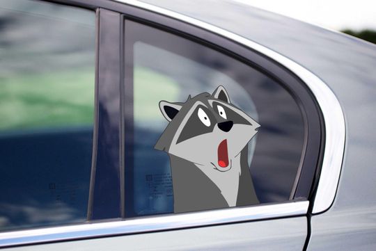 Shocking face meeko raccoon from beautiful pocahontas Peeking Peek Peekabo Peekers Bumper Window Vinyl Decal disney movie Stickers label