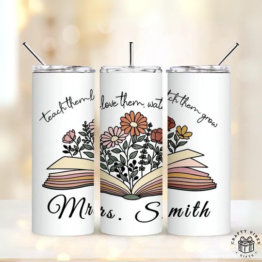Discover Personalized Teacher Tumbler Wildflower Back to School 20 oz Tumbler Wrap Sippy Cup Tumbler with Straw Travel Tumbler Cups Gift for Teachers