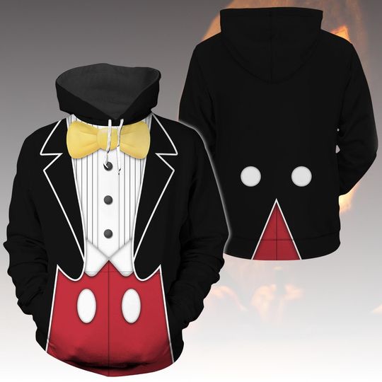 Mickey Tuxedo Costume Hoodie And Joggers, Disney Character Cosplay Hoodie Men, Disney Cartoon Halloween Hoodie For Fan, Magic Kingdom