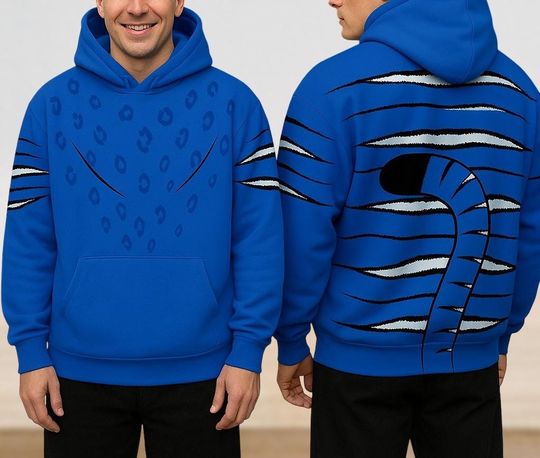 Cute Derpy Tiger Costume Hoodie Joggers, Kpop Demon Hunters Cosplay, Blue Tiger Shirt, Huntrix Kpop Movie Outfit,Derpy Tiger Hoodie